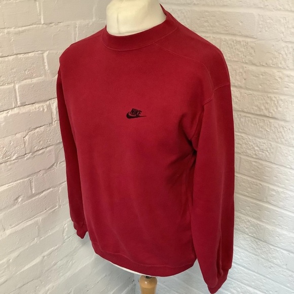Vintage Nike Sweatshirt - Size L - Dark Red - Cotton - P2P 23โ - Picture 3 of 7